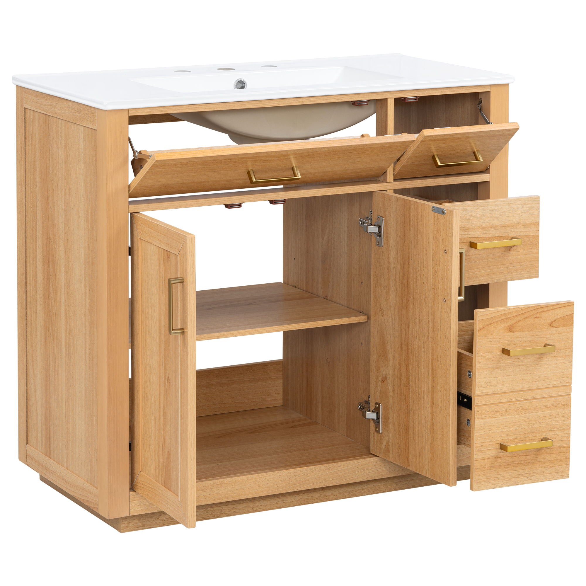 Bathroom Vanity & Sink, Soft Close Doors & Drawers - Wood