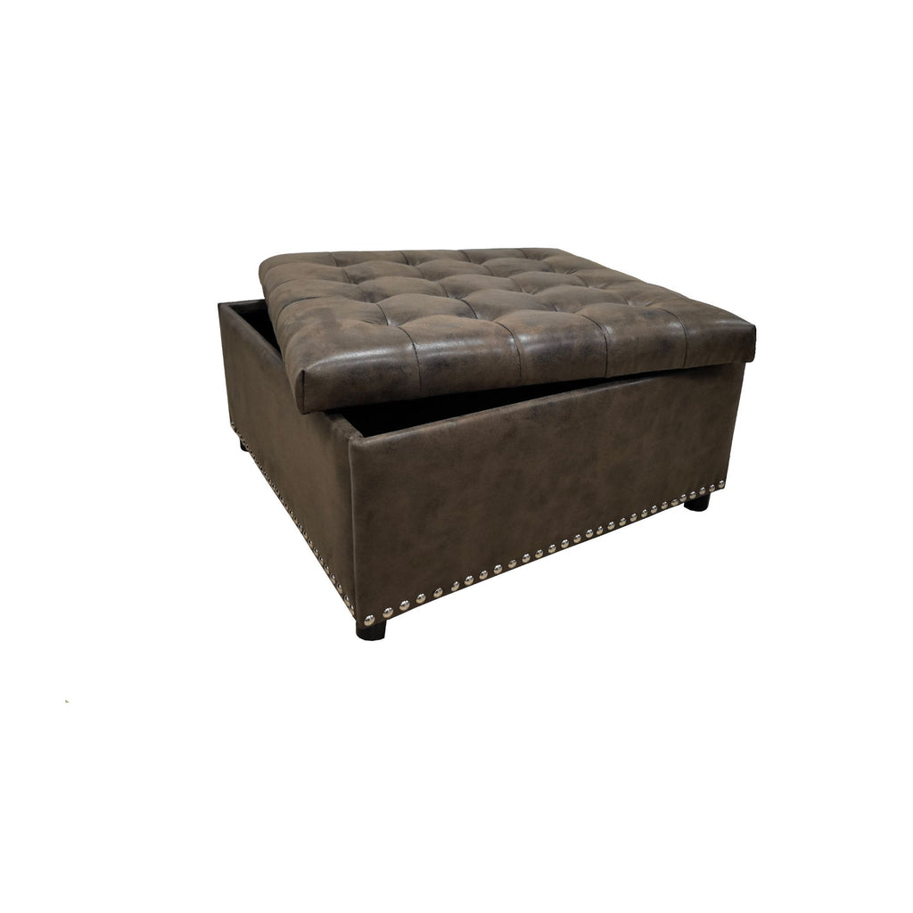 Tufted Storage Ottoman With Button Tufting And Nailhead Trim
