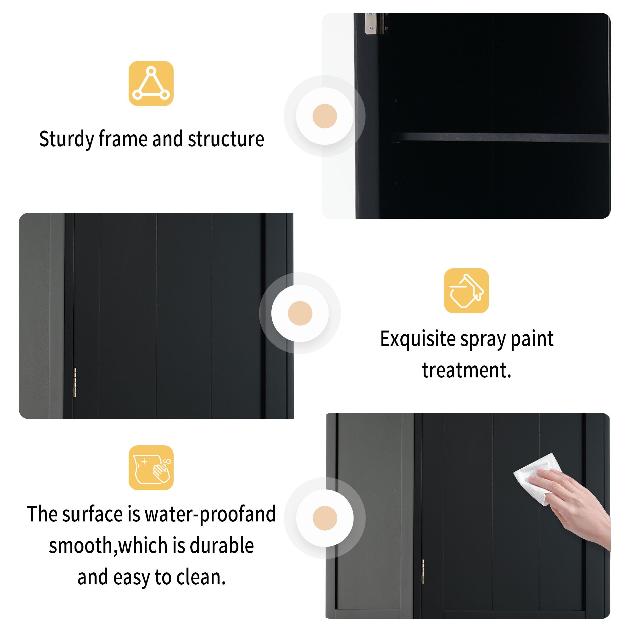 Tall Bathroom Storage Cabinet With Glass Doors, Free-Standing, Two Drawers, And Adjustable Shelves, Board, Painted Perfect For Displaying Your Favorite Items