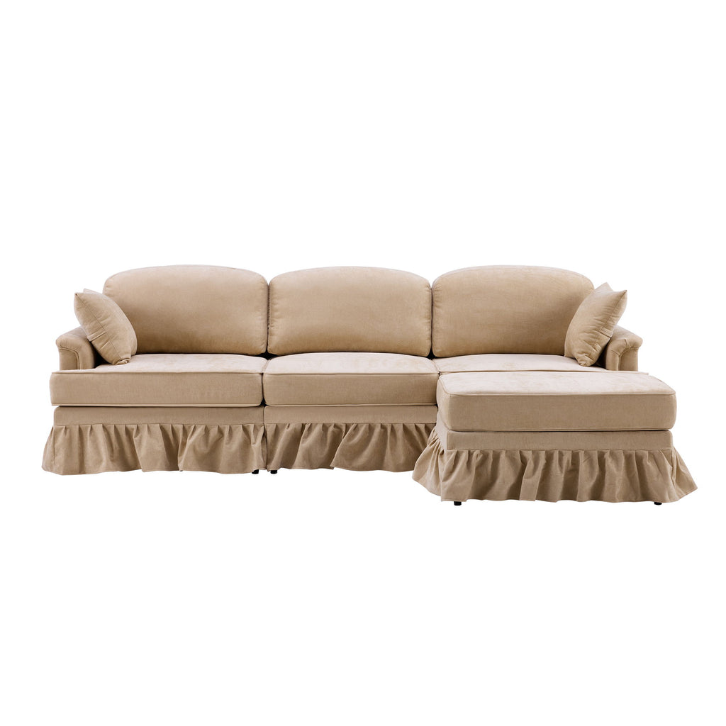 Cloud Sofa With Removable Ruffled Skirt With Ottoman And Flared Arms