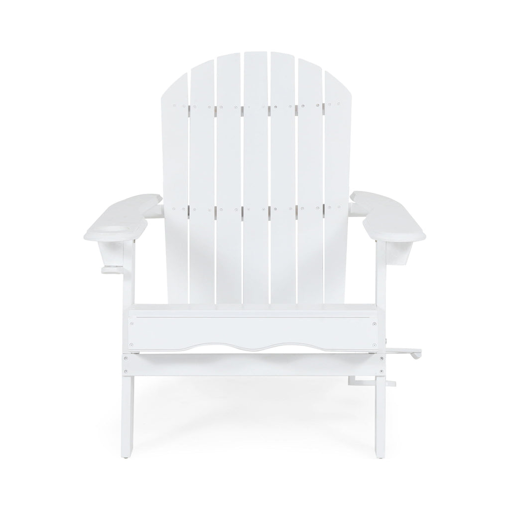 Zenithia - Outdoor Foldable Adirondack Chair With 2 Cup Holders - White
