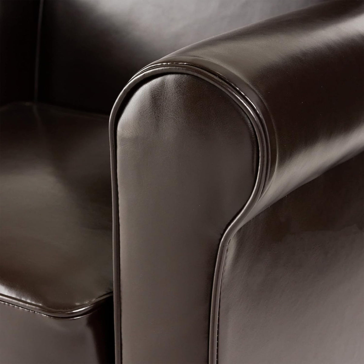 Hollister - Club Chair With Birch Legs - Brown Pu