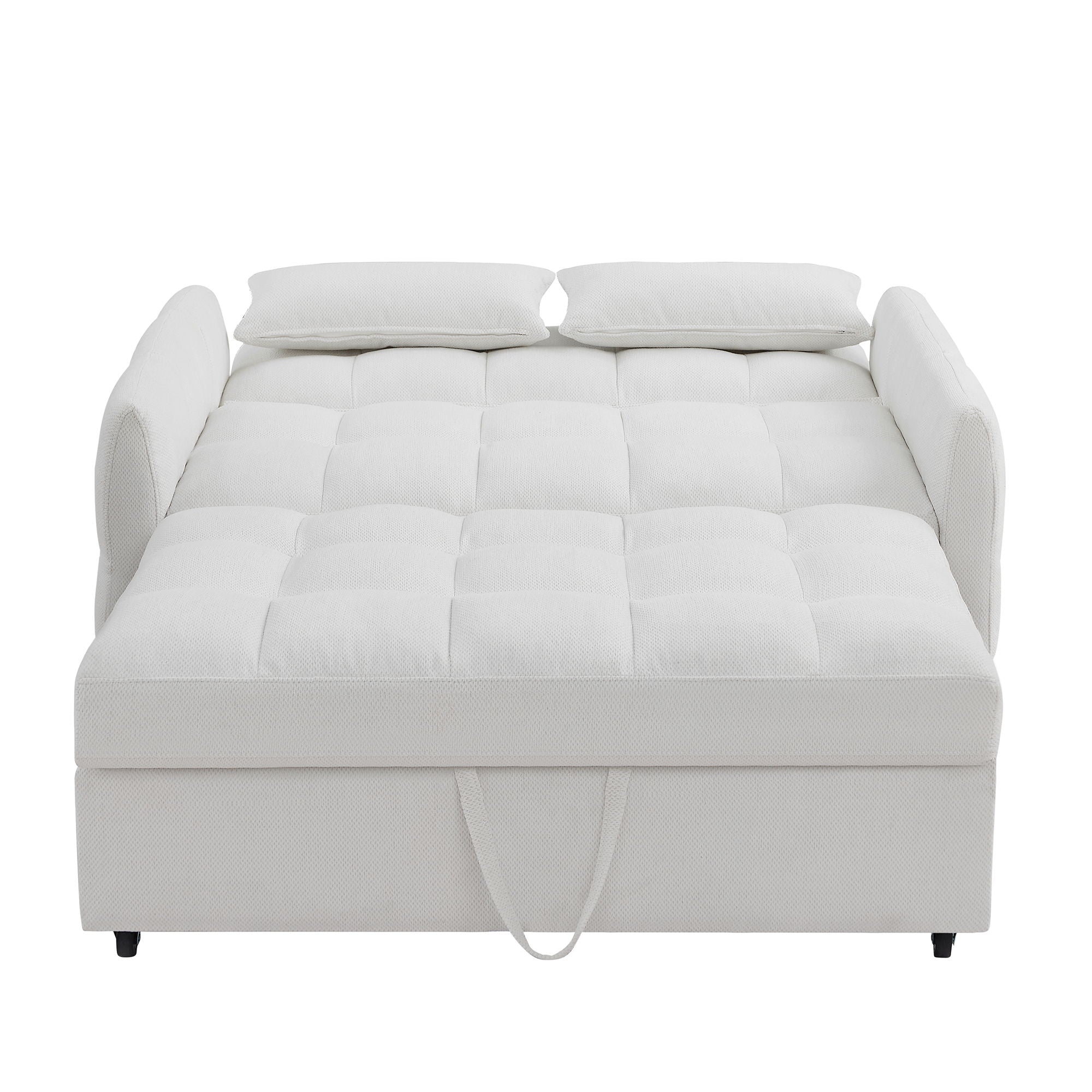 Loveseat Sofa Pull-Out Bed With Adjustable Backrest, 3 USB Ports And 2 Lumbar Pillows For Living Room