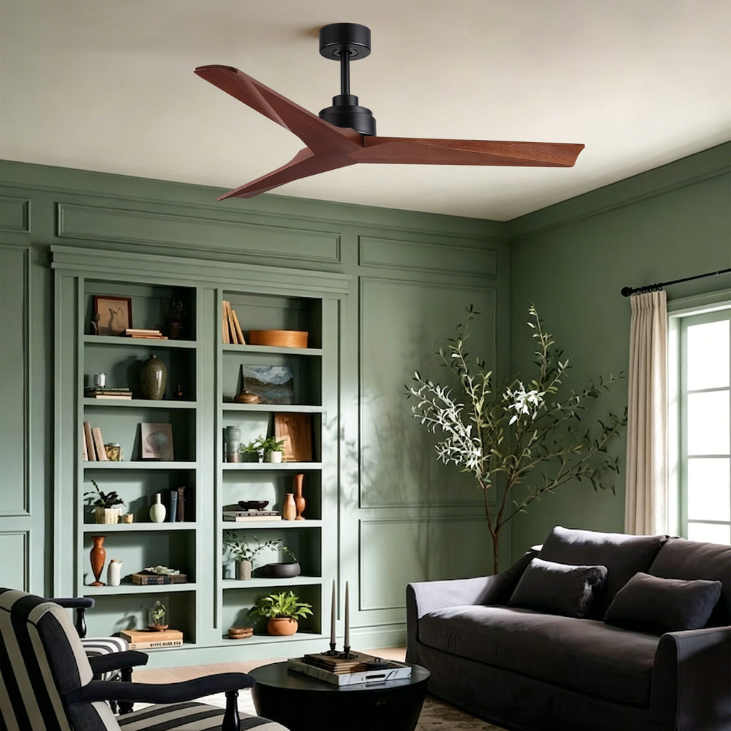 Ceiling Fan Without Light, DC Motor, No Light, Quiet Reversible Ceiling Fan For Living Room - Black
