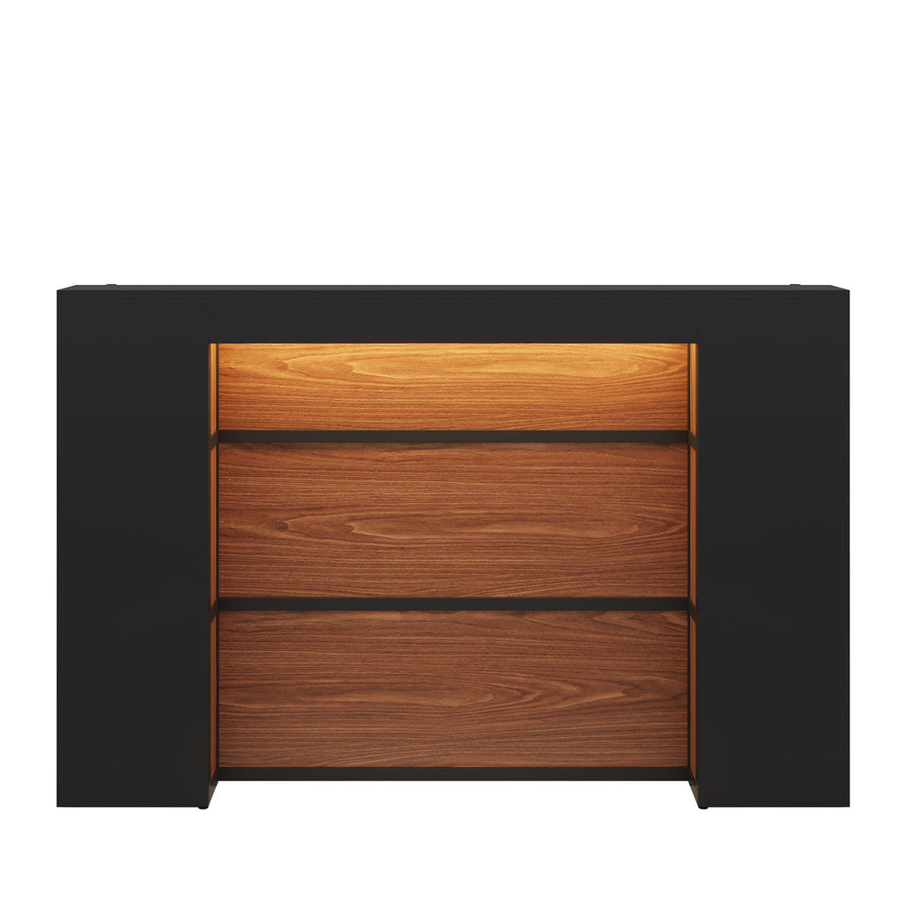 Reception Desk With LED Lights For Office - Black