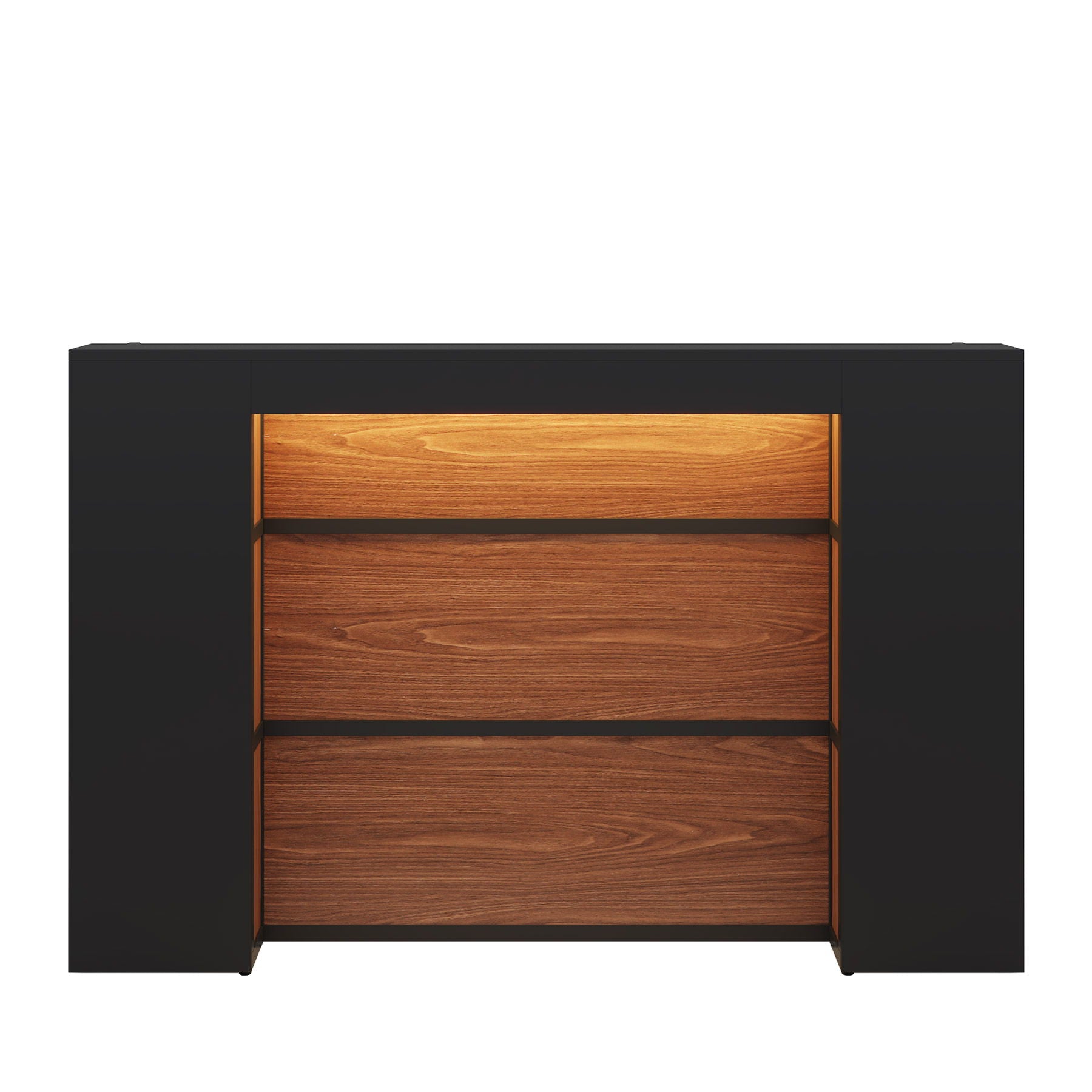Reception Desk With LED Lights For Office - Black