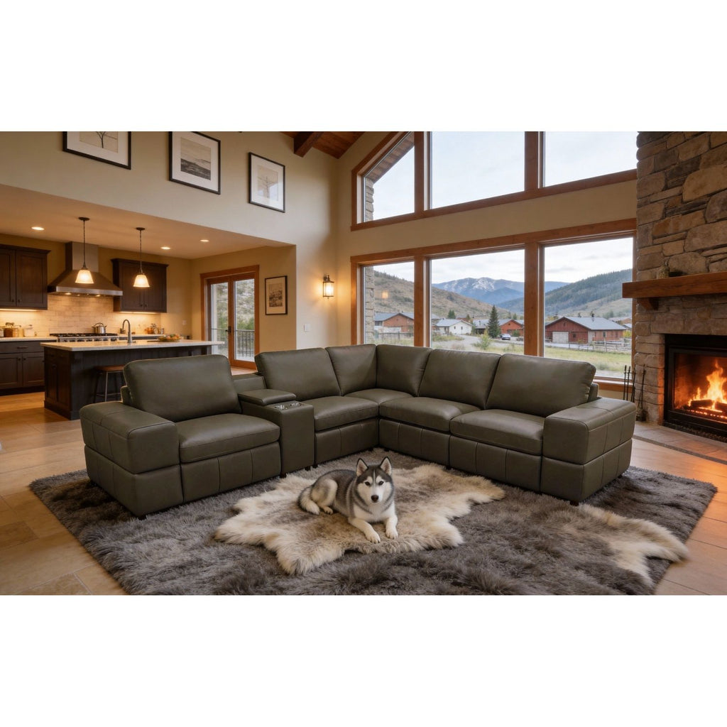 Upholstered Large Arms Sectional With Recliner Seats