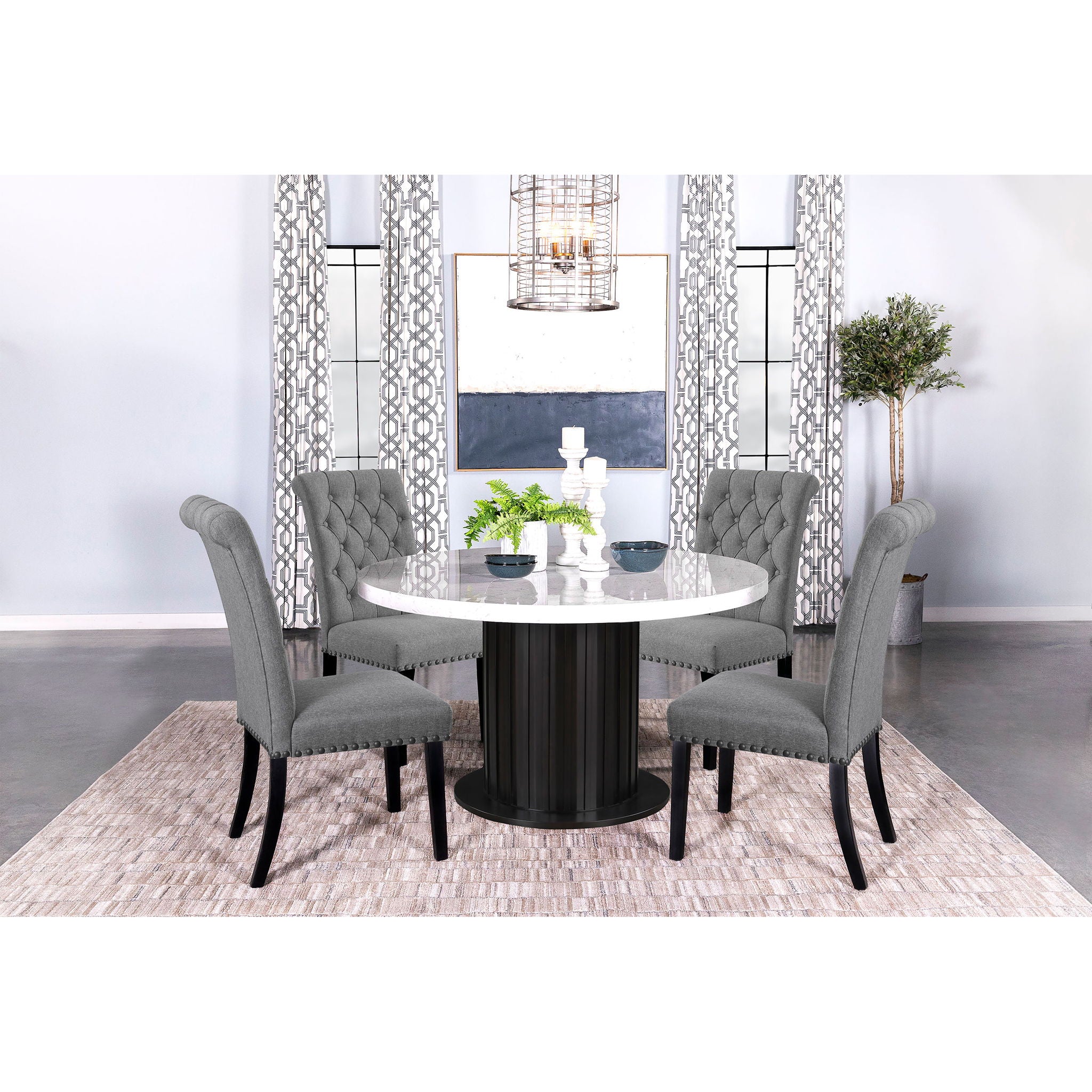 Tufted Rolled Backrest Side Chairs (Set of 2)