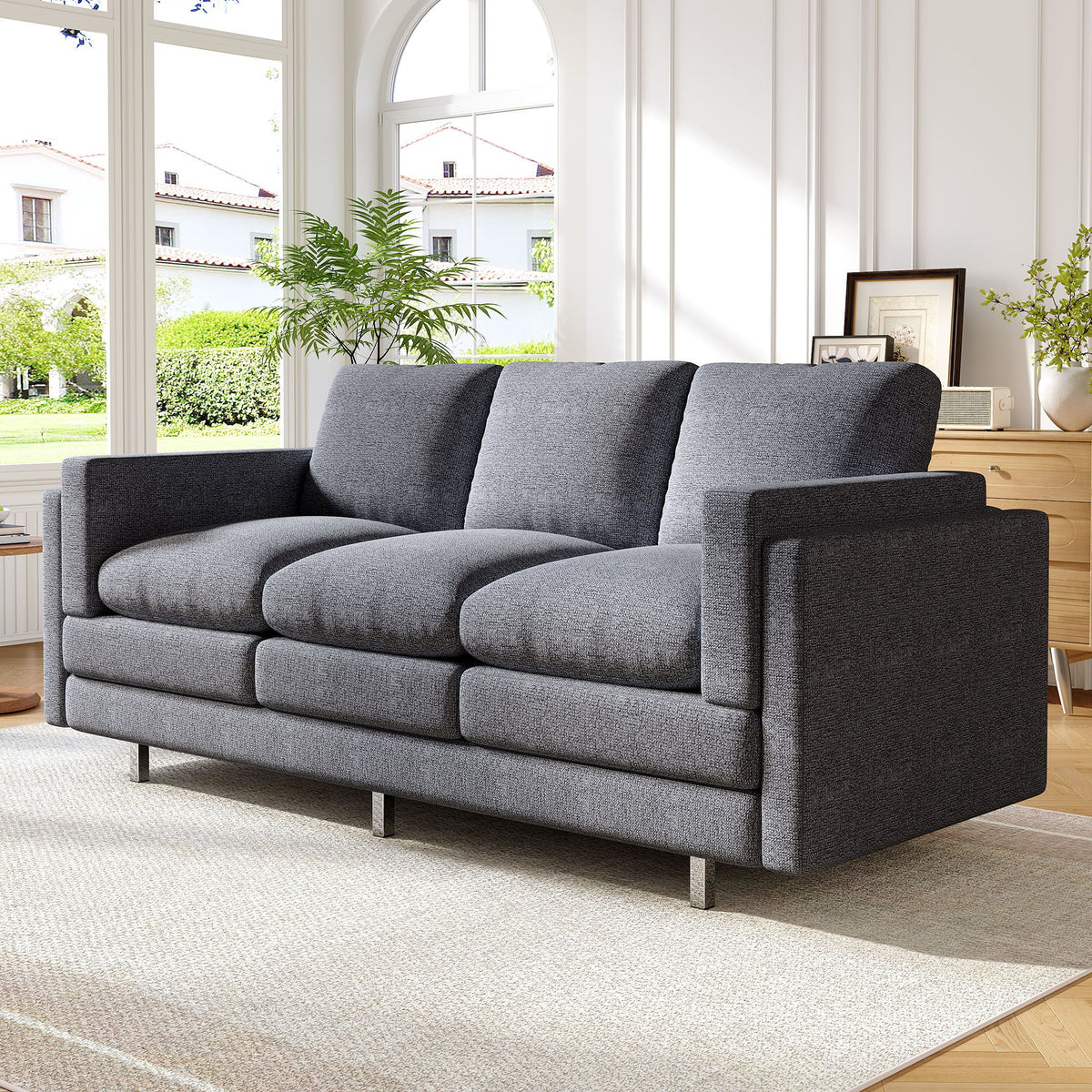3 Seater Sofa With Dual Layer Seat Cushions