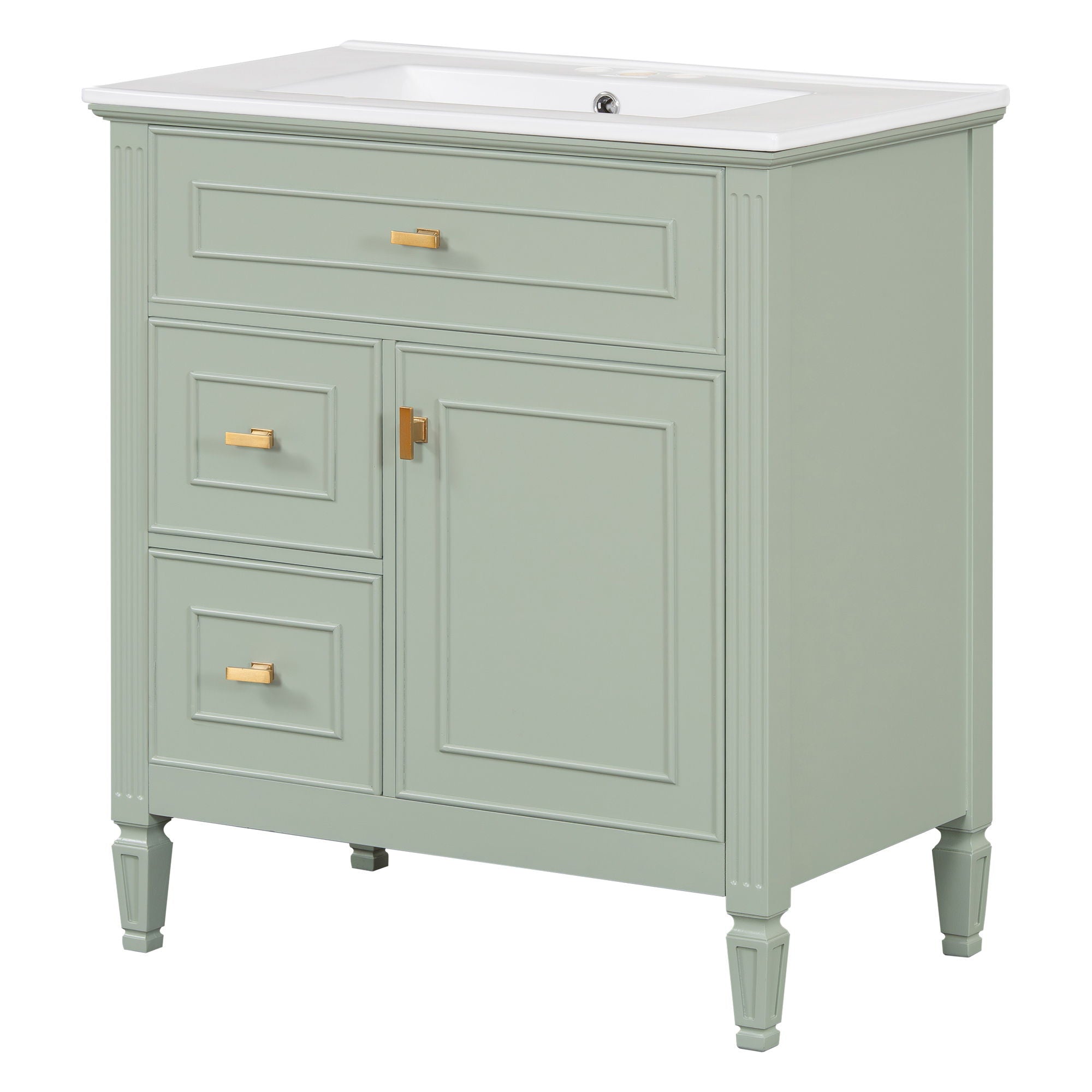 Modern Bathroom Vanity With Sink, 1 Flip Drawer And 2 Drawers, Adjustable Shelf