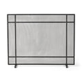 Markus - Modern Single Panel Iron Firescreen Black Brushed Silver
