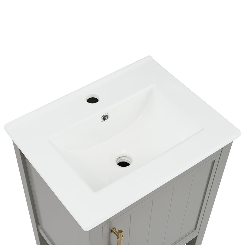Modern Bathroom Vanity With Sink, Soft-Closing Door And Open Shelf