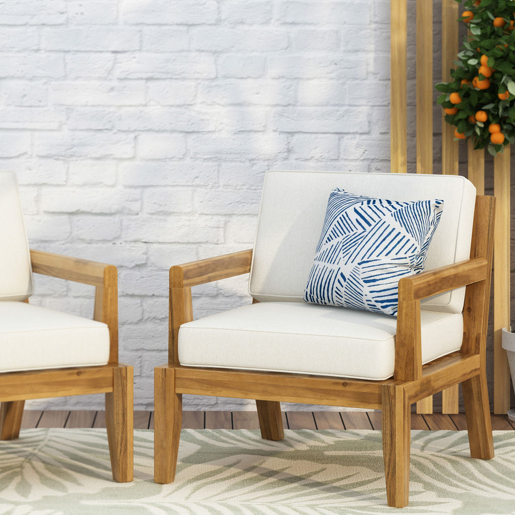 Outdoor Club Chair With Cushions - Beige
