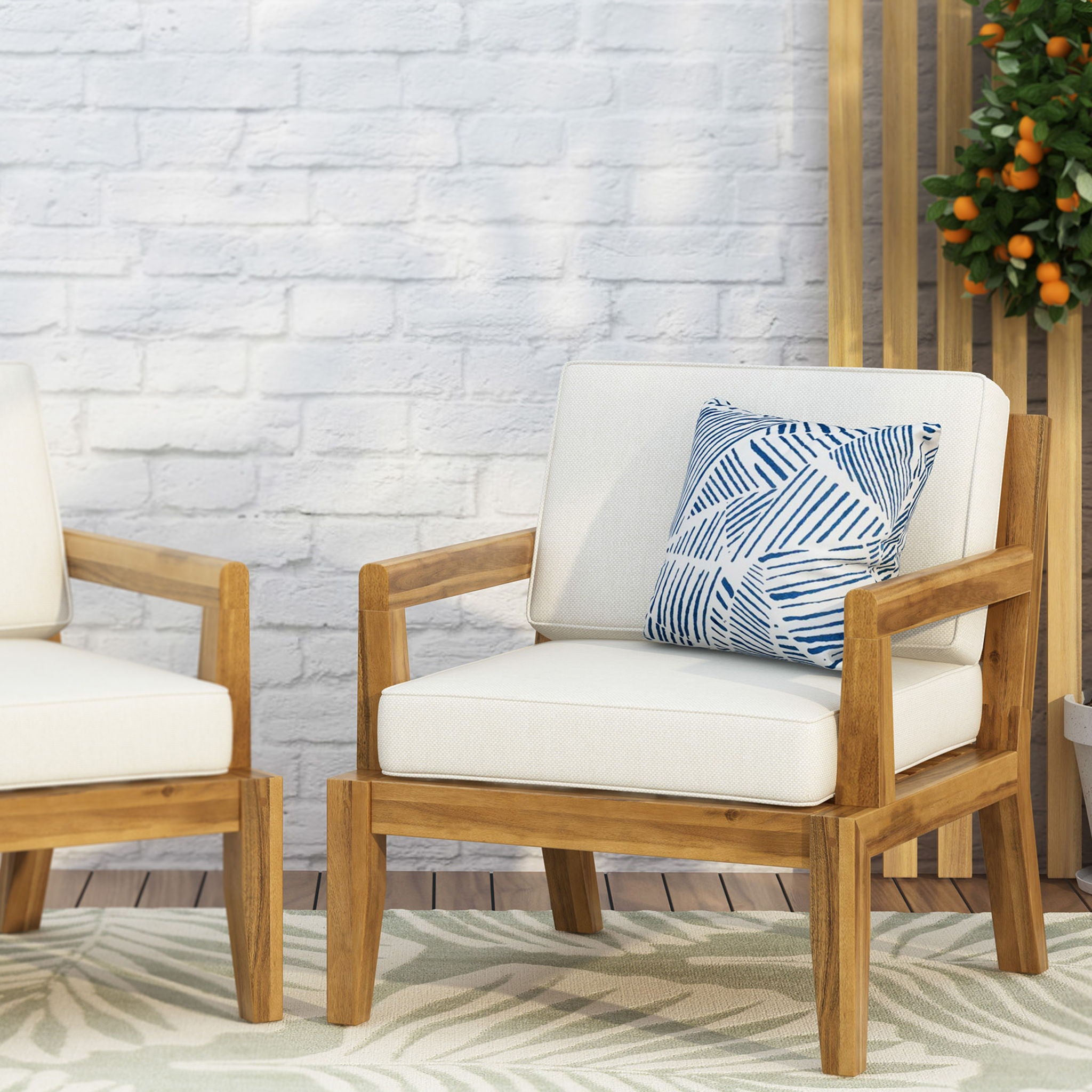 Outdoor Club Chair With Cushions - Beige