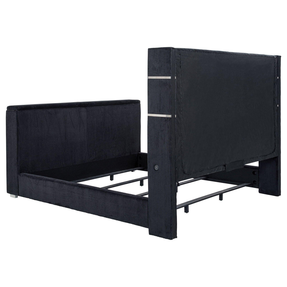 Judah - Eastern King Wingback TV Bed With Motorized Lift And Flame Visualizer - Black
