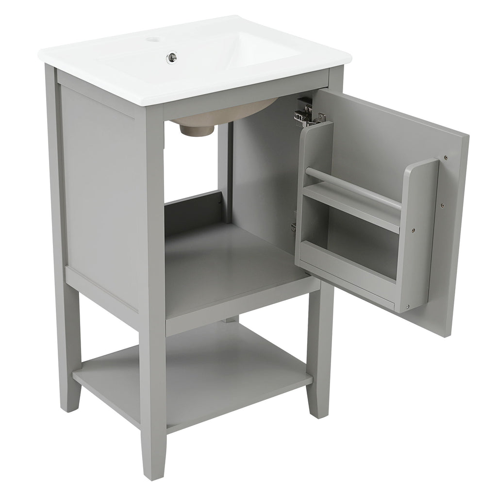 Modern Bathroom Vanity With Sink, Soft-Closing Door And Open Shelf
