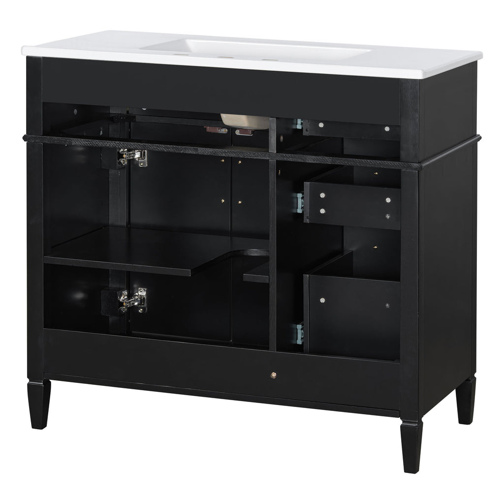 Bathroom Vanity With Sink, 4 Drawers, 2 Doors