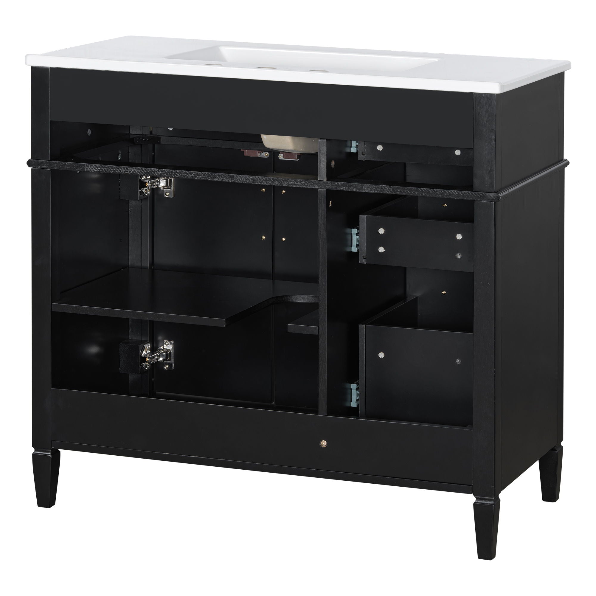 Bathroom Vanity With Sink, 4 Drawers, 2 Doors