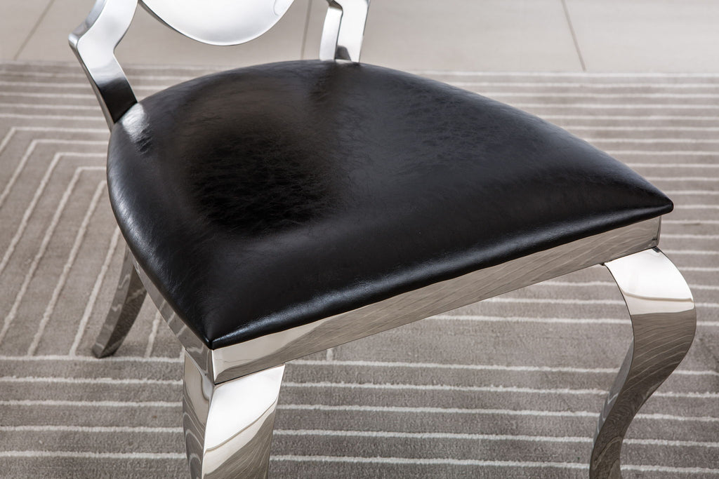 Dining Chair With Oval Backrest, Stainless Steel Legs (Set of 2)