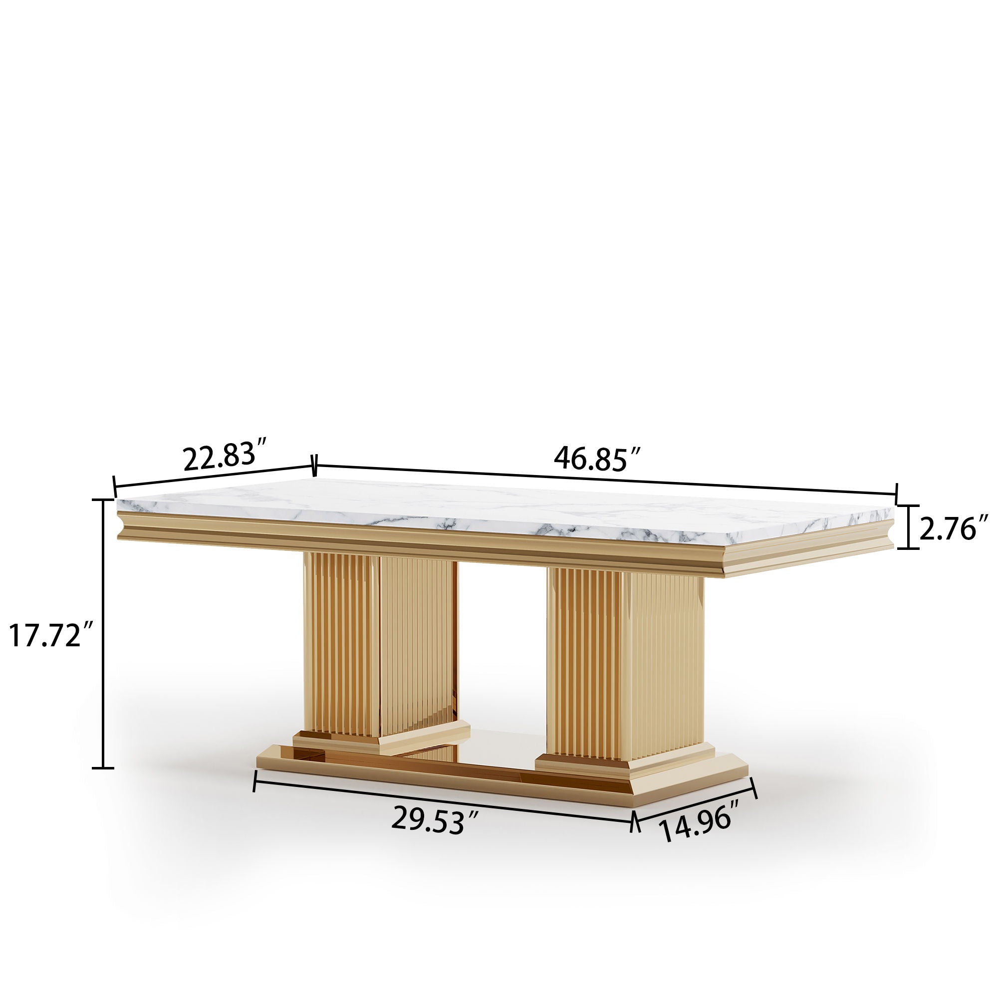 Printed Top Rectangular Console Table, Base With Mirrored Finish