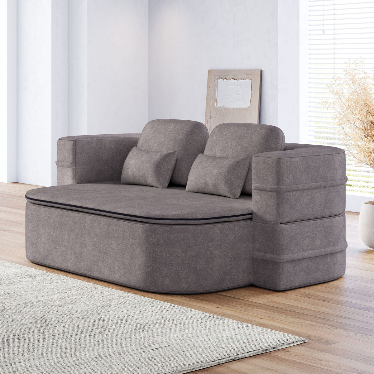 2 In 1 Foldable Sofa Bed With Multi Functional Blanket, Floor Lounge Sofa