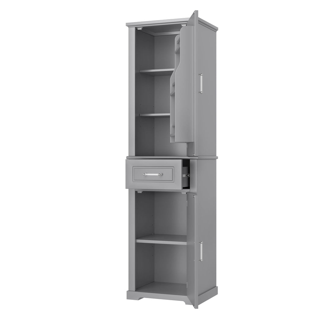 Tall Freestanding Bathroom Storage Cabinet With Adjustable Shelf, 2 Door Design