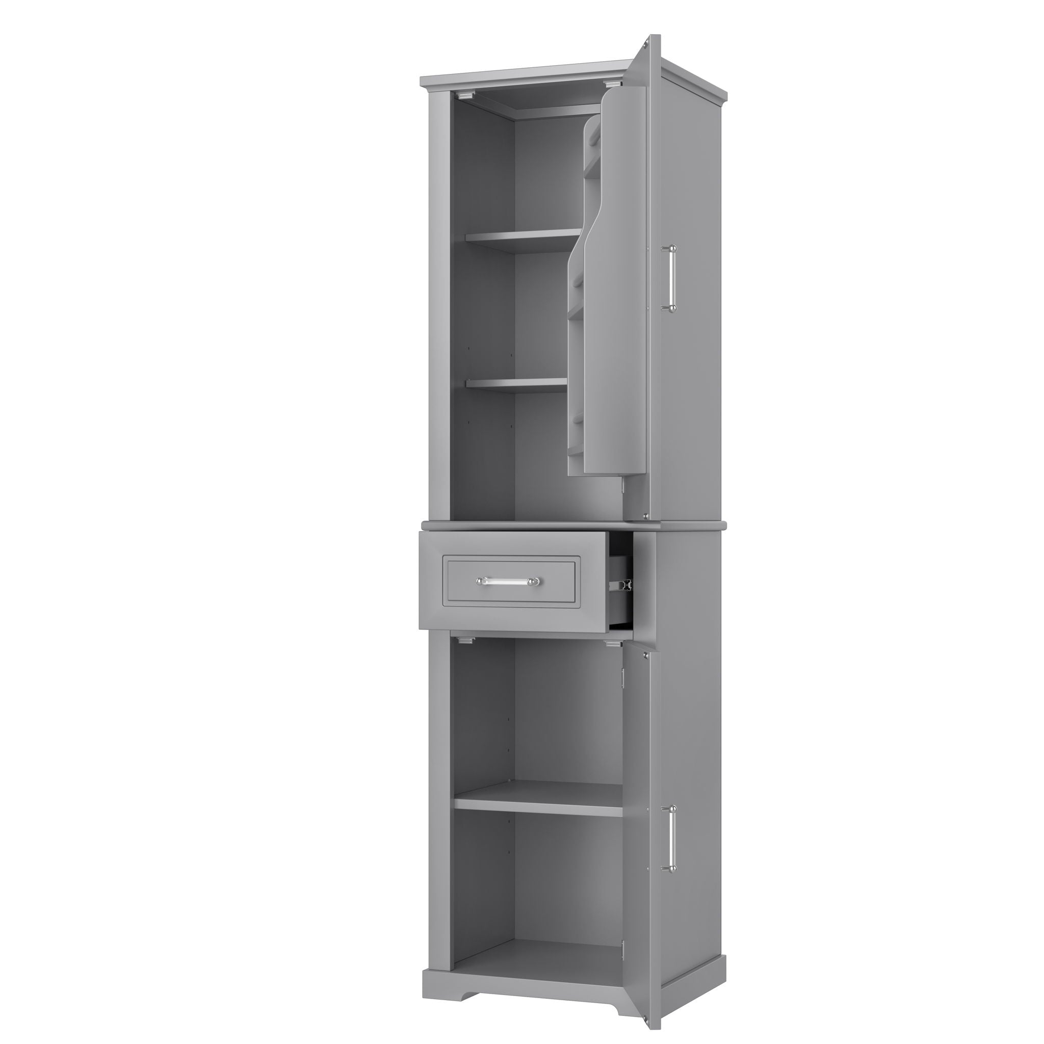 Tall Freestanding Bathroom Storage Cabinet With Adjustable Shelf, 2 Door Design