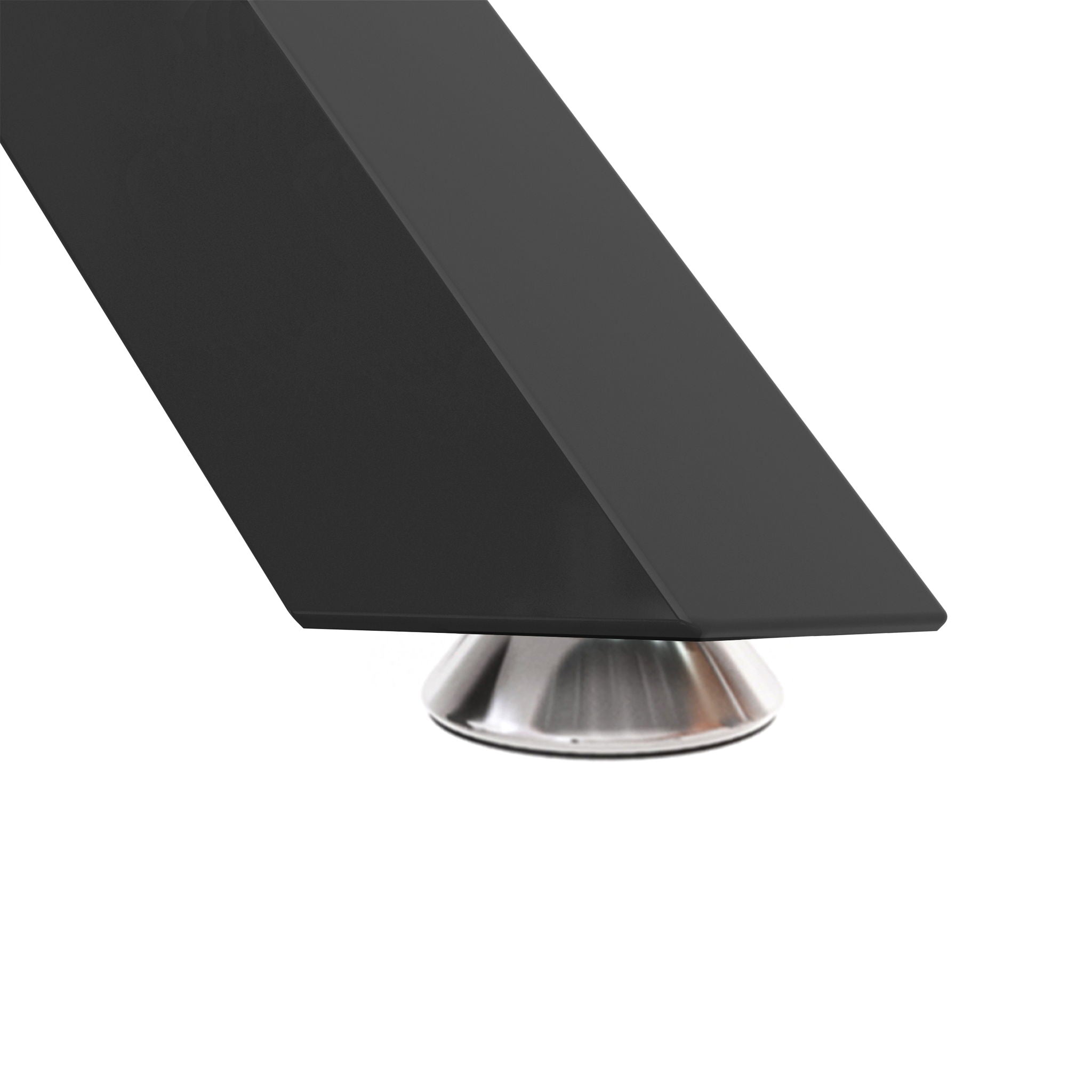 Rectangular Black Tempered Glass Dining Table, Stylish Design & Chrome Plated Metal Legs, Dining Table For Dining Room - Black