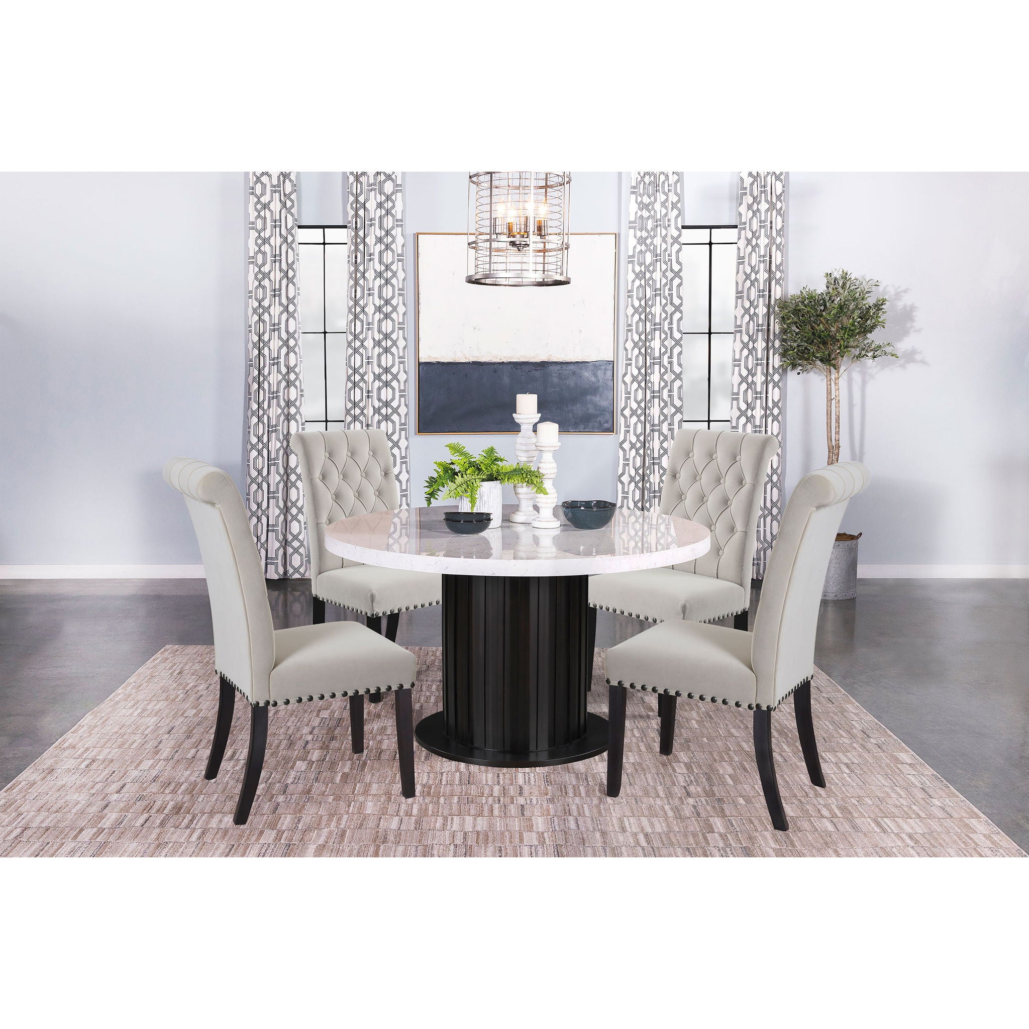 Tufted Rolled Backrest Side Chairs (Set of 2)