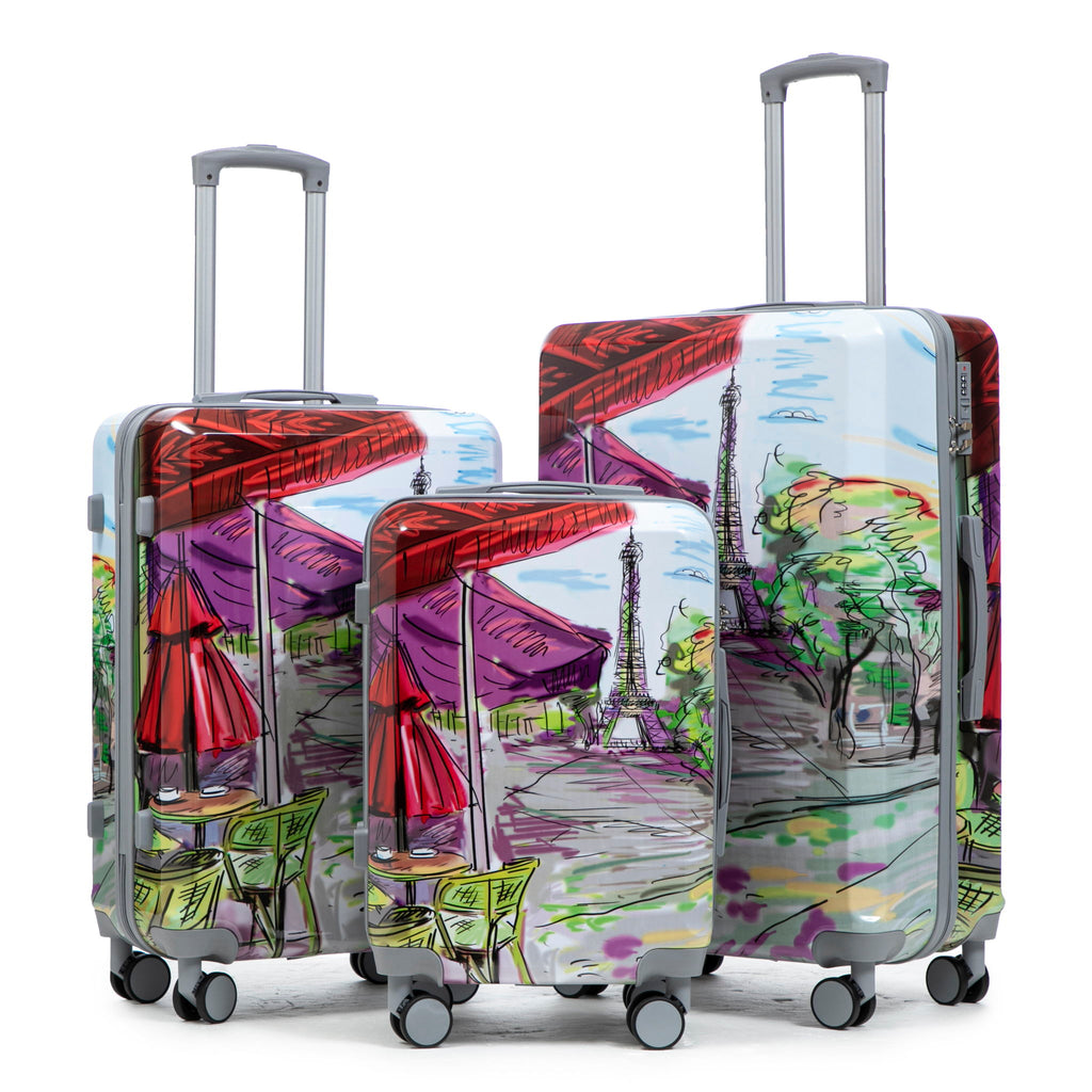 3 Piece Spinner Luggage Set 20" / 24" / 28" With Combination Lock And Silent Wheels - Coffee