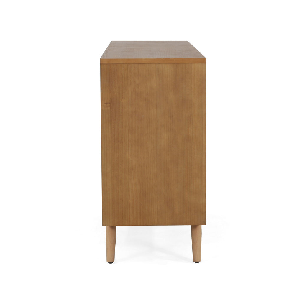 4 Door Sideboard, Wavy Pattern Doors, Adjustable Shelves - Natural