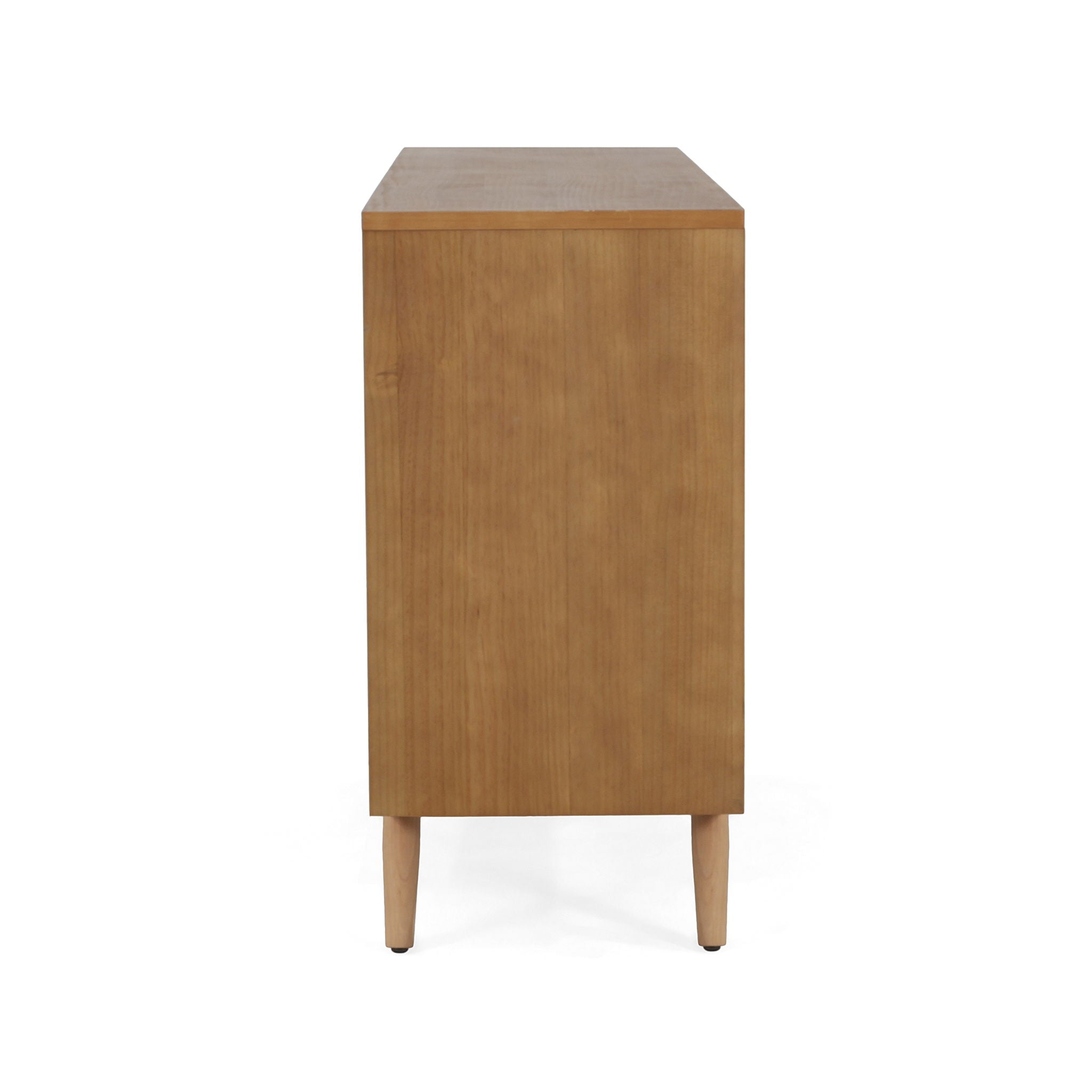 4 Door Sideboard, Wavy Pattern Doors, Adjustable Shelves - Natural