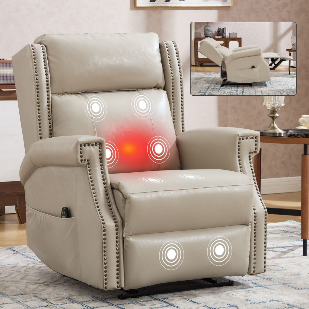 Manual Recliner Chair With Heavy Duty Motion Mechanism, 8 Vibrating Nodes And 3 Massage Modes For Living Room
