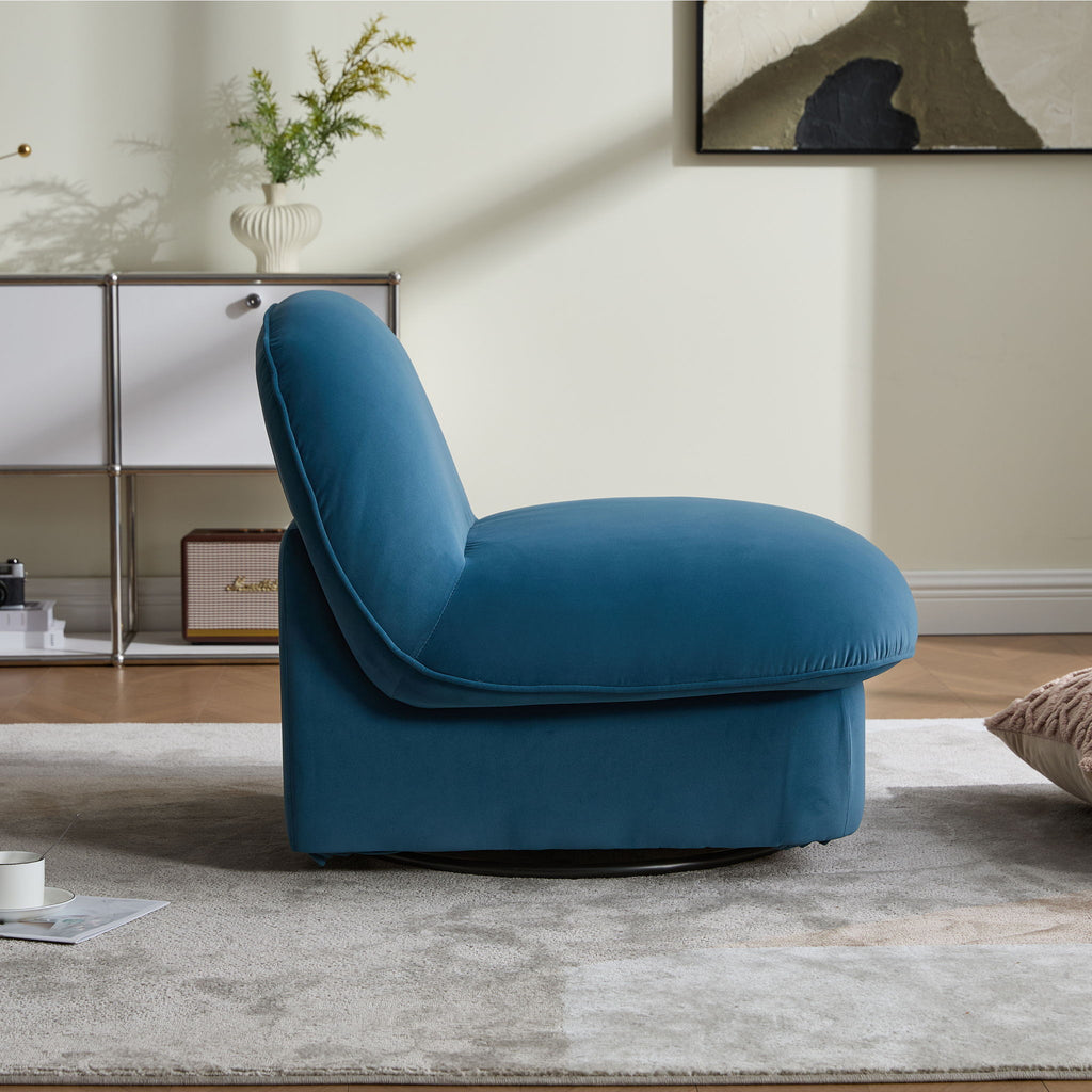 Pumpkin Shaped Swivel Accent Chair, 360 Degree Rotation For Living Room