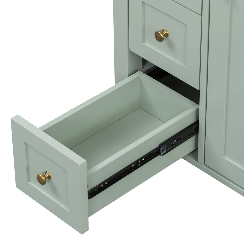 Bathroom Vanity With Sink, 3 Drawers & Cabinet With Adjustable Shelves