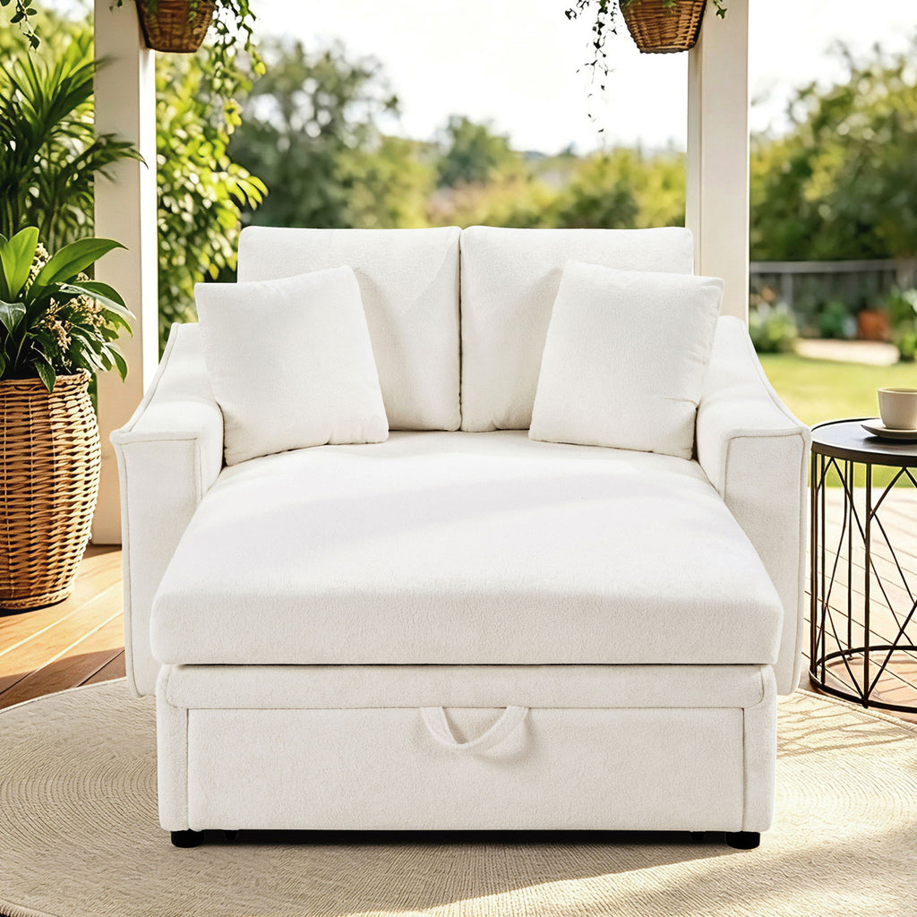 Modern Chaise Sofa With Hidden Storage For Living Room