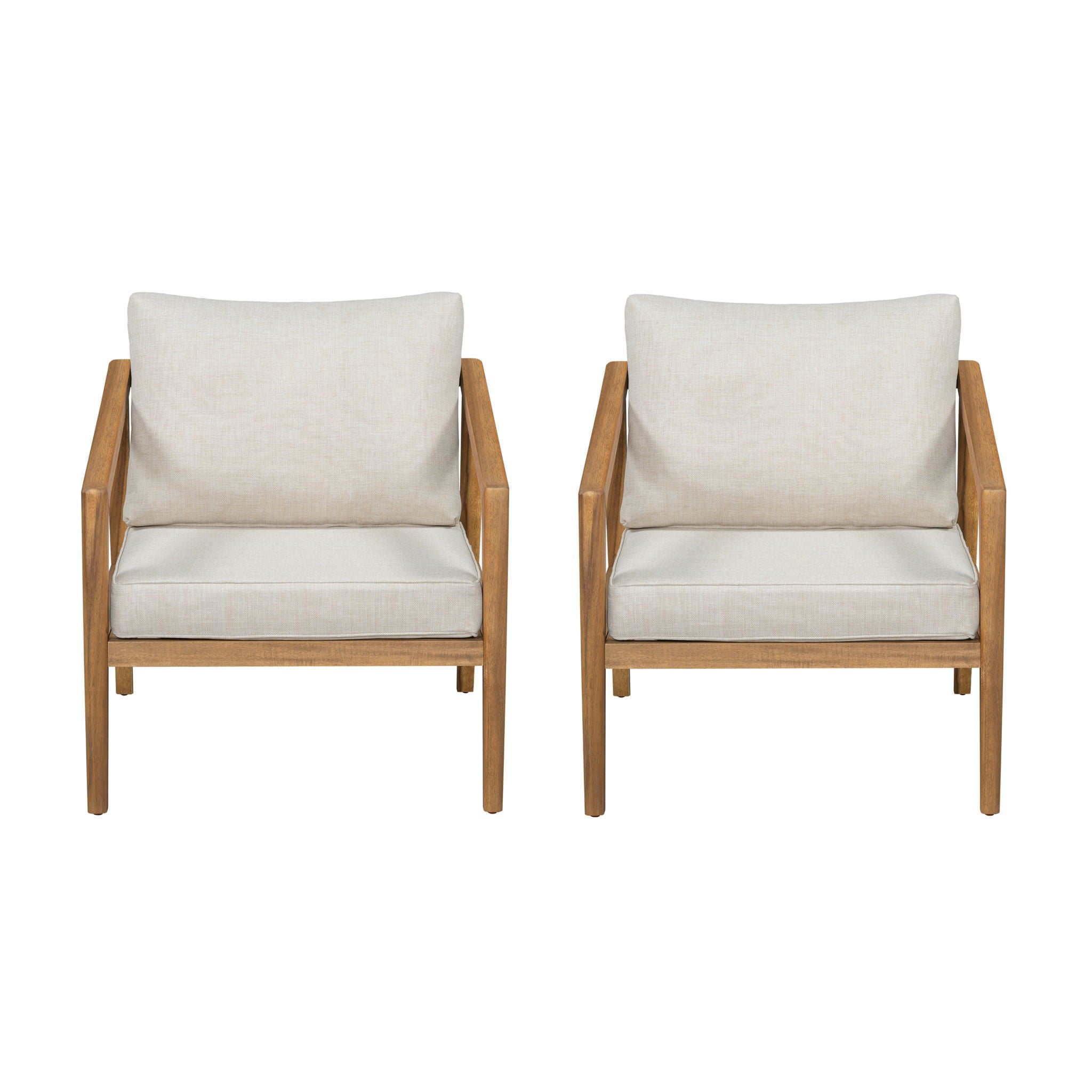 Westin - Outdoor Acacia Wood Club Chair (Set of 2) - Teak / Beige