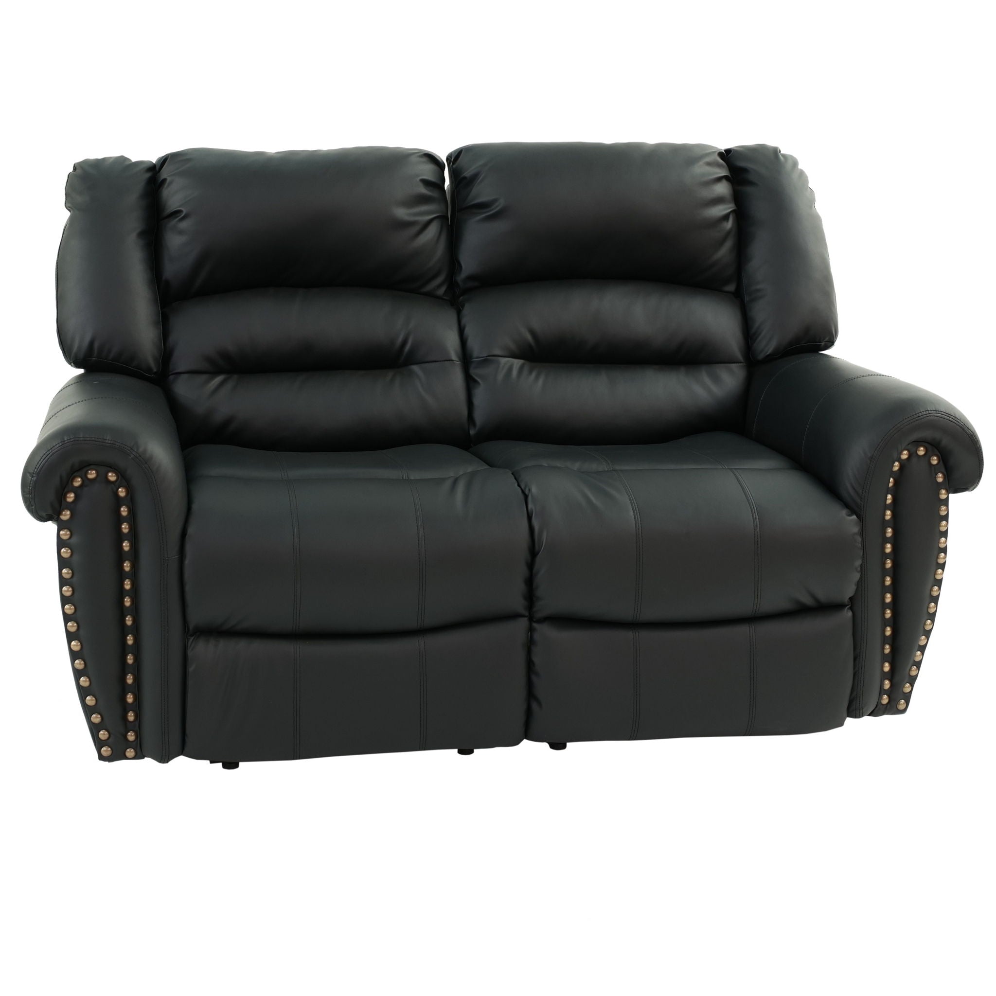 Plush Relax Power Reclining Loveseat 2 Seat Couch With USB Charging Armrest Cushion Living Room Furniture - Black