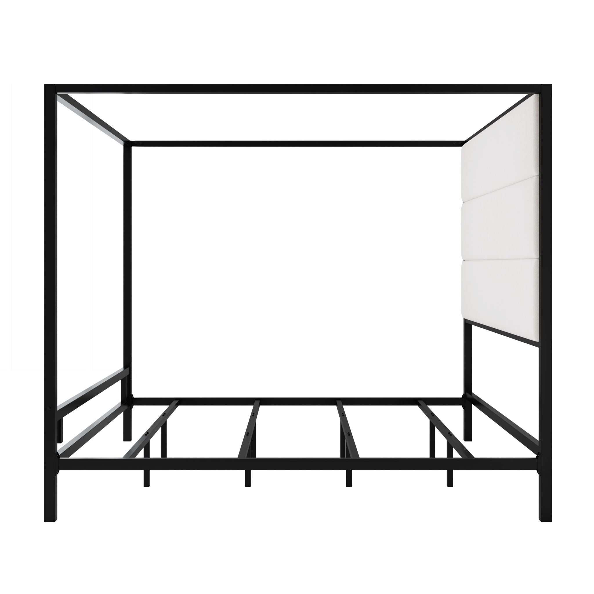 Canopy Bed With Tall Upholstered Headboard, 4 Poster Frame