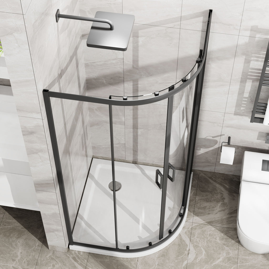 Corner Shower Door With Double Sliding - Matte Black