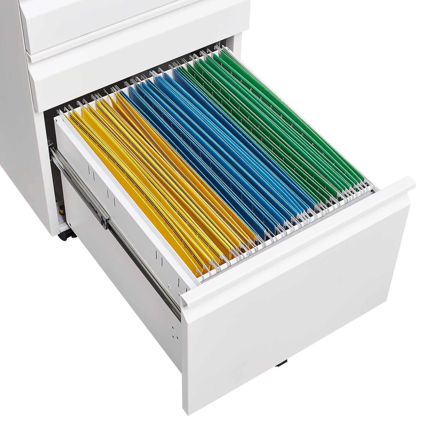 Contemporary 3 Drawer Mobile Filing Cabinet With Lock, Metal Office Storage For Legal / Letter Size