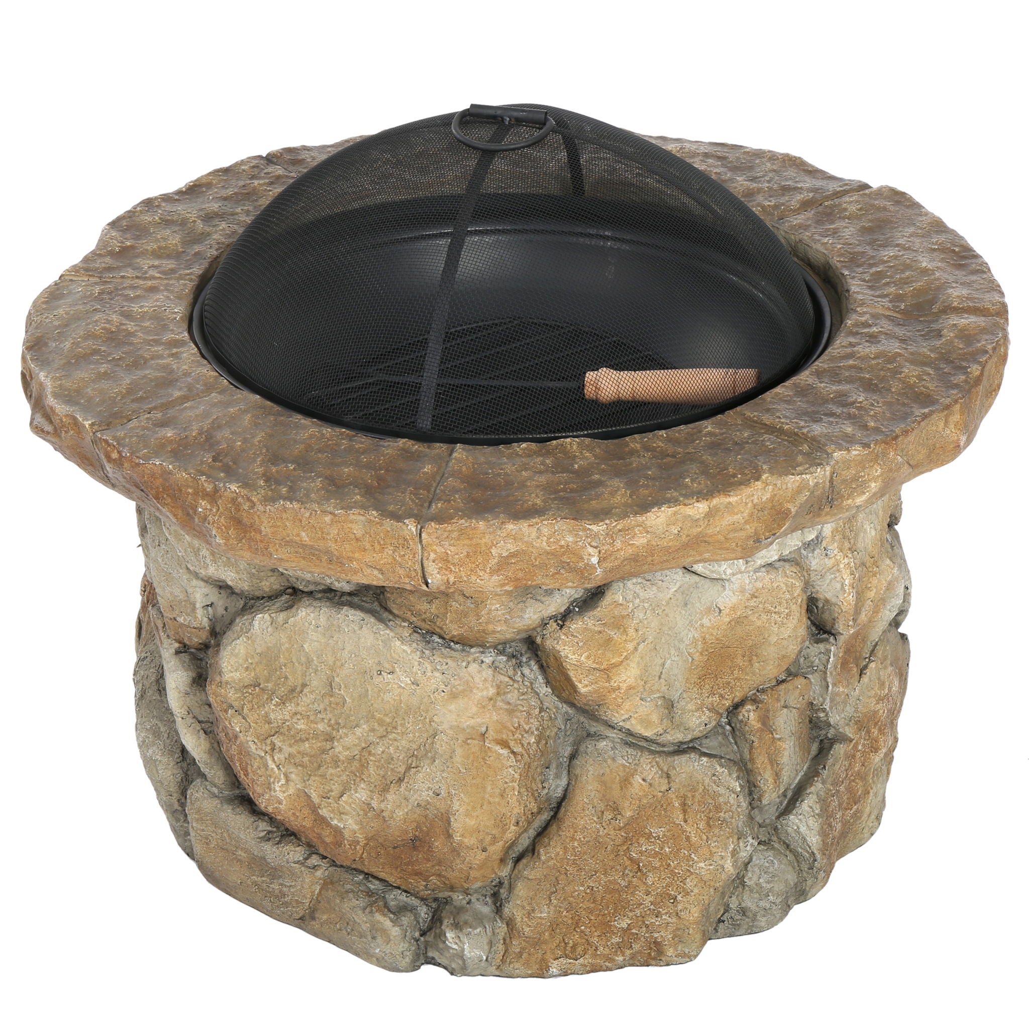 Outdoor 34" Lightweight Concrete Wood Burning Fire Pit - Stone Gray