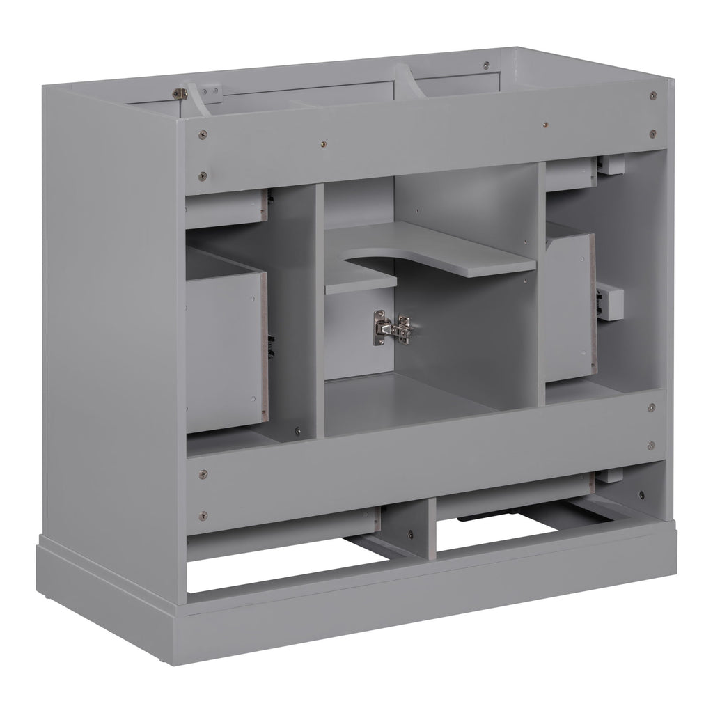 Modern Bathroom Vanity Base Only, 6 Drawer Storage With Adjustable Shelf