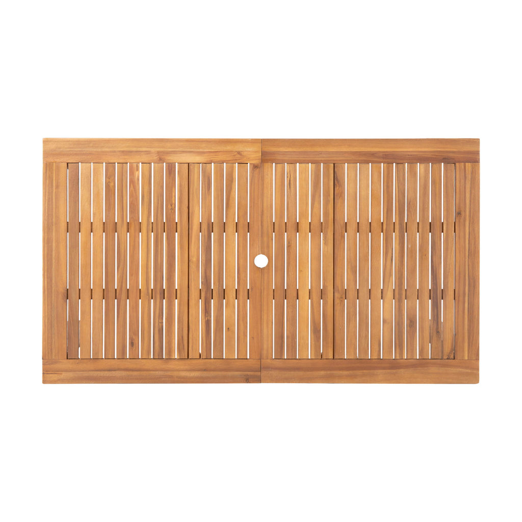 Outdoor 7 Pieces Expandable Dining Set With Umbrella Hole - Teak