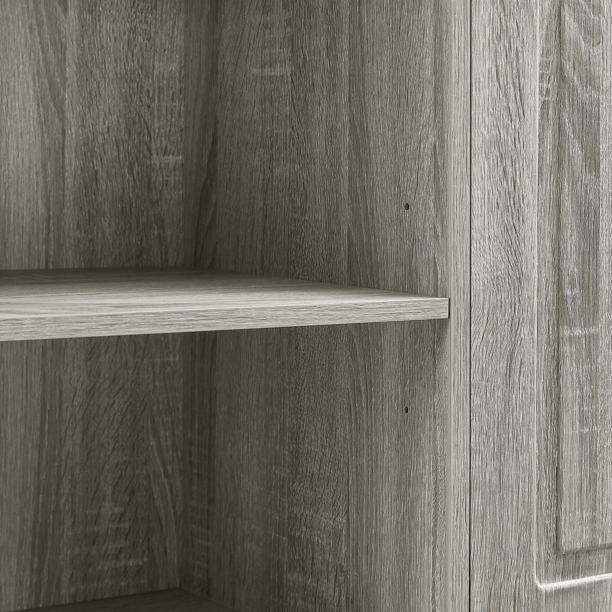 Modern Tall Storage Cabinet With Adjustable Shelves, Flip-Out Basket & Enclosed Doors