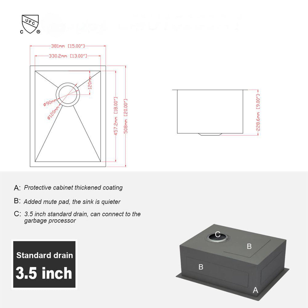 Modern Style Undermount Sink With Stainless Steel, Deep Single Bowl