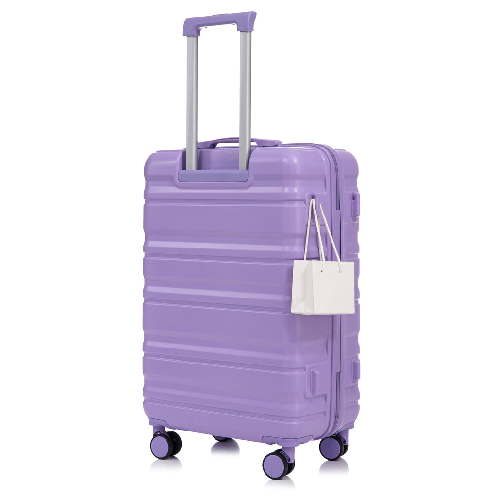 3 Piece 20" / 24" / 28" Spinner Luggage Set & Combination Lock, Durable Hard Shell With 360° Silent Wheels - Blue / Purple