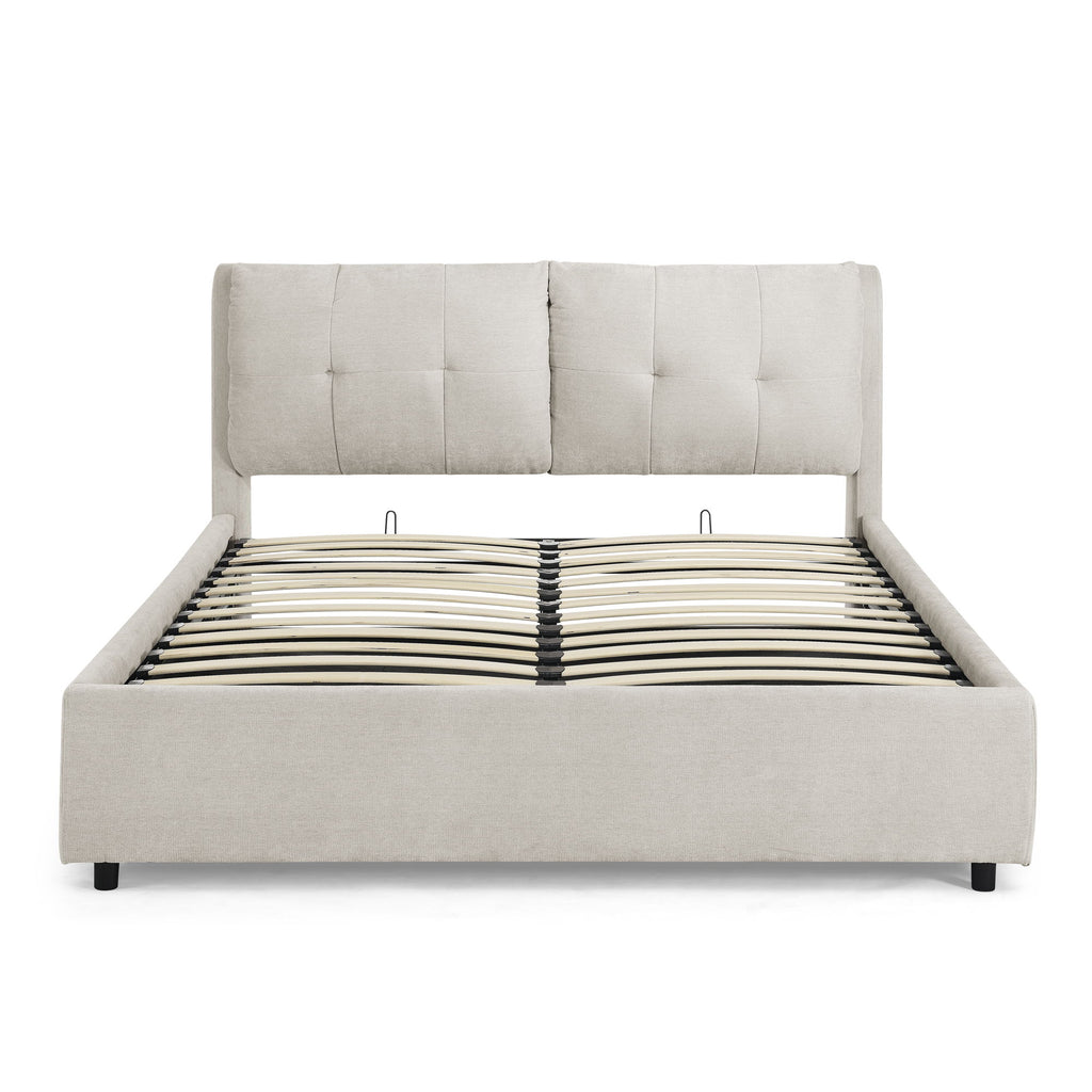 Storage Upholstered Hydraulic Platform Bed With Integrated Headboard
