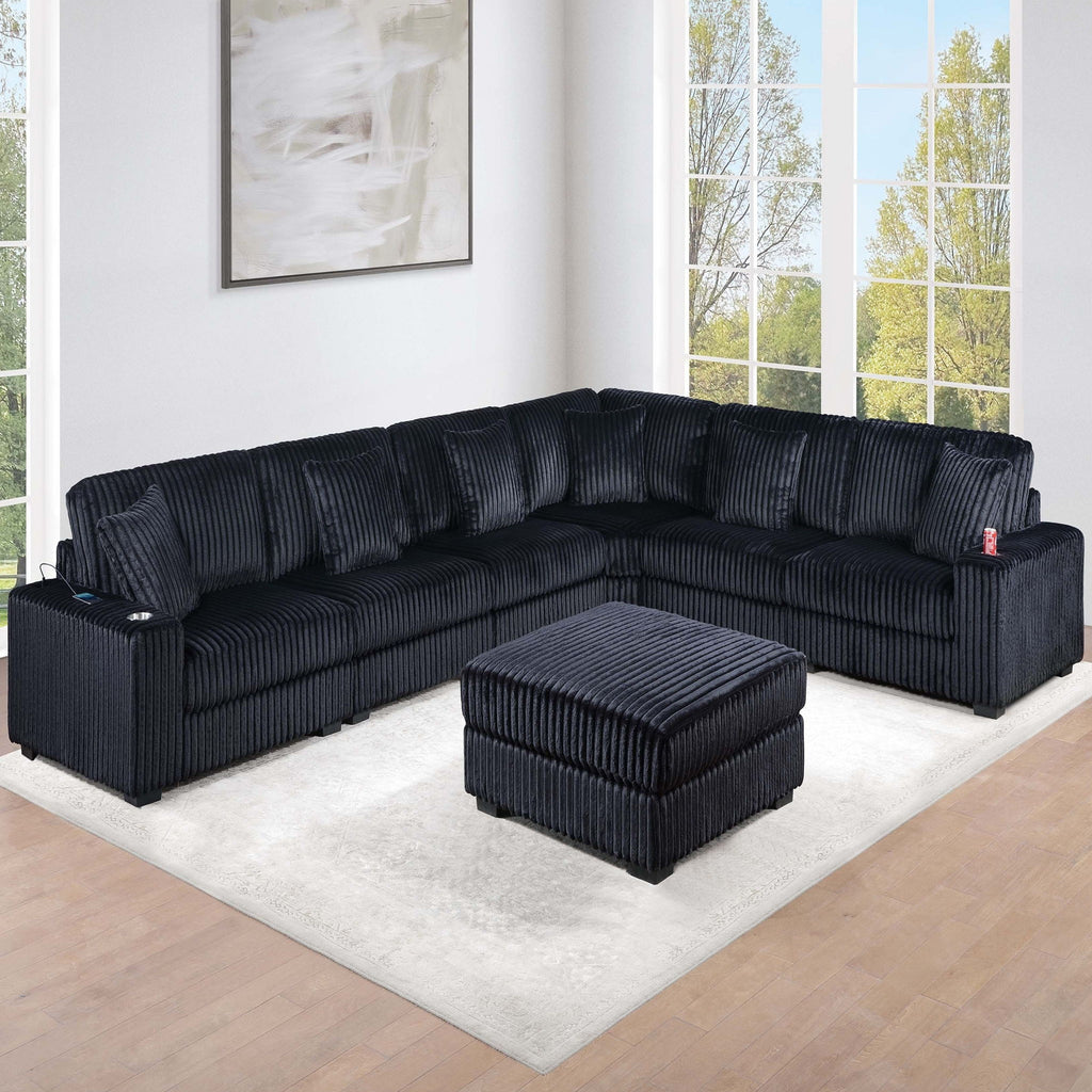 Soft Upholstered Ottoman - Black