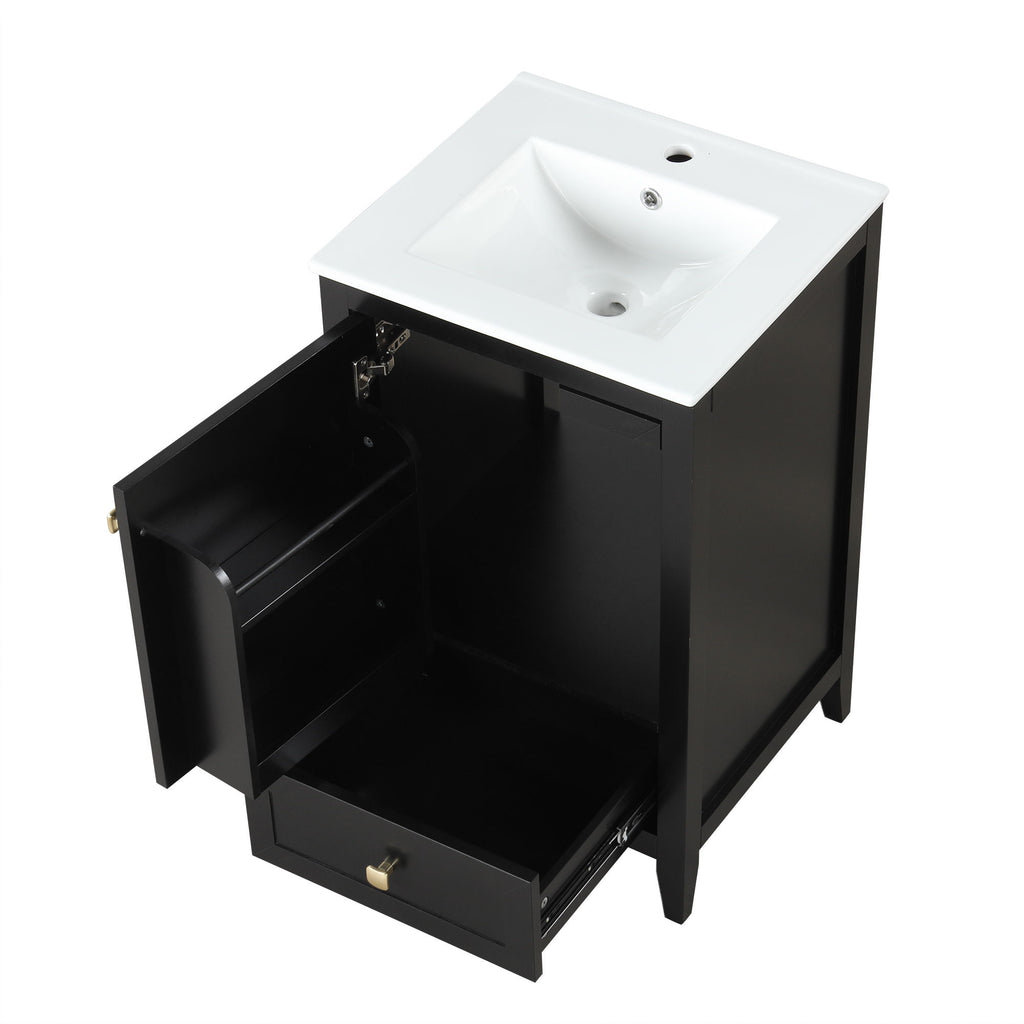 Bathroom Vanity With Sink, Soft Closing Cabinet Door, Storage Rack And Drawer